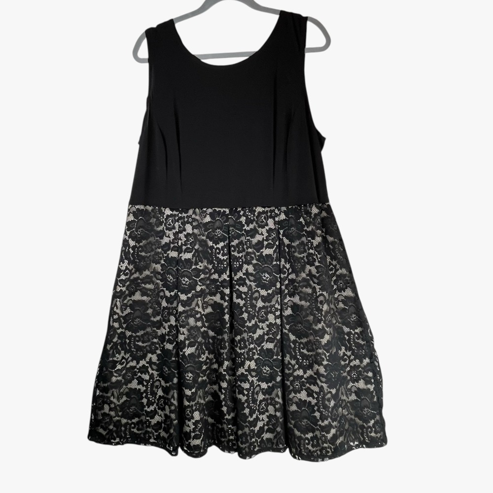 Karin Stevens Black Lace Overlay Sheath Dress Tulle Plus Sz 18W Sleeveless